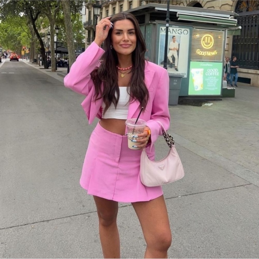 ZARA PINK CROP BLAZER - Picture 7 of 14